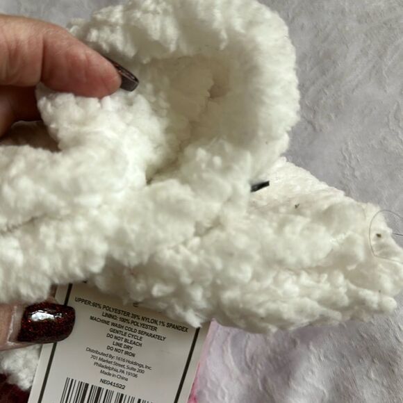 Christmas Collection Holiday Pink Fluffy Slipper Socks Women’s Grippy Bottoms - Picture 3 of 6